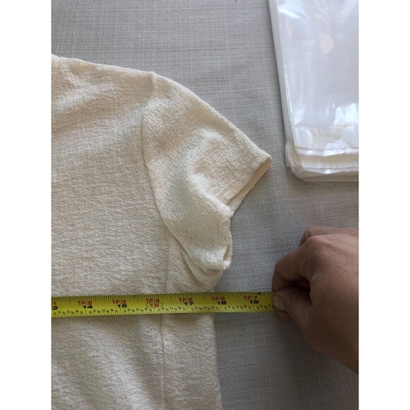 Madewell Sz S Tie Waist Faux Wrap Short  Sleeve Shirt Top White - Picture 8 of 9